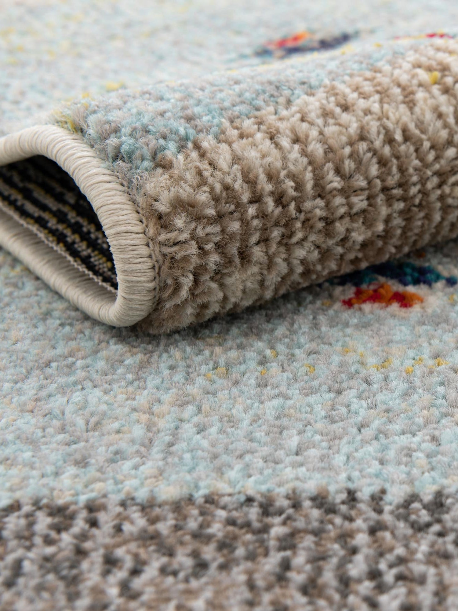 Ivory Gray Blue 9' 10 x 9' 10 Vivid Square Area Rug Colorful Modern Unique Indoor Easy Clean Durable Carpet Mat for Home Interior Design & Decor for Sale at Rug Engine