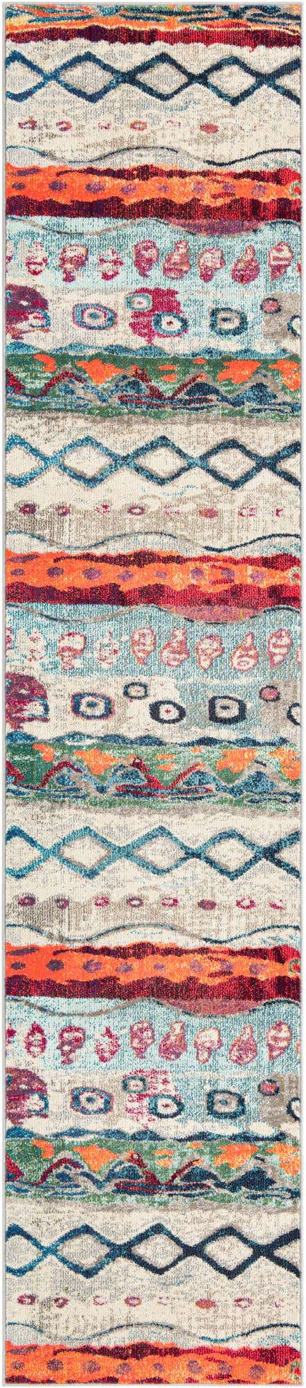 Multicolor 2' 7 x 12' Vivid Runner Area Rug Colorful Modern Unique Indoor Easy Clean Durable Carpet Mat for Home Interior Design & Decor for Sale at Rug Engine