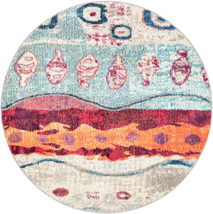 Multicolor 3' 3 x 3' 3 Vivid Round Area Rug Colorful Modern Unique Indoor Easy Clean Durable Carpet Mat for Home Interior Design & Decor for Sale at Rug Engine