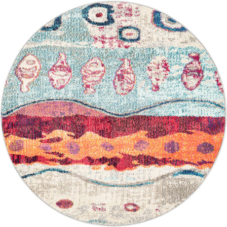 Multicolor 3' 3 x 3' 3 Vivid Round Area Rug Colorful Modern Unique Indoor Easy Clean Durable Carpet Mat for Home Interior Design & Decor for Sale at Rug Engine