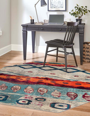 Multicolor 7' 10 x 7' 10 Vivid Octagon Area Rug Colorful Modern Unique Indoor Easy Clean Durable Carpet Mat for Home Interior Design & Decor for Sale at Rug Engine