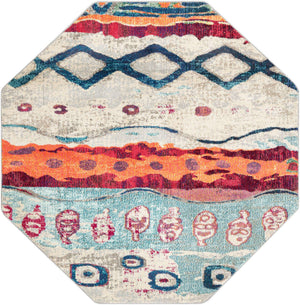 Multicolor 5' 3 x 5' 3 Vivid Octagon Area Rug Colorful Modern Unique Indoor Easy Clean Durable Carpet Mat for Home Interior Design & Decor for Sale at Rug Engine