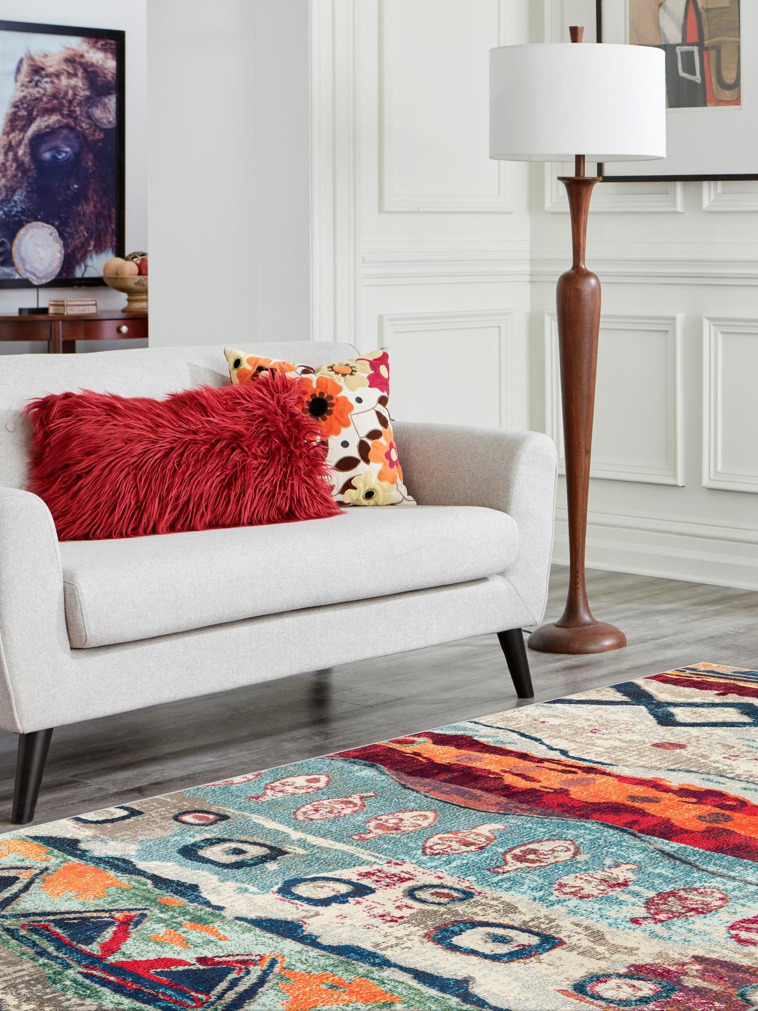 Multicolor 4' 1 x 6' 1 Vivid Rectangle Area Rug Colorful Modern Unique Indoor Easy Clean Durable Carpet Mat for Home Interior Design & Decor for Sale at Rug Engine