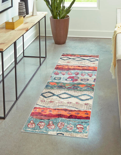 Multicolor 2' x 6' 1 Vivid Runner Area Rug Colorful Modern Unique Indoor Easy Clean Durable Carpet Mat for Home Interior Design & Decor for Sale at Rug Engine