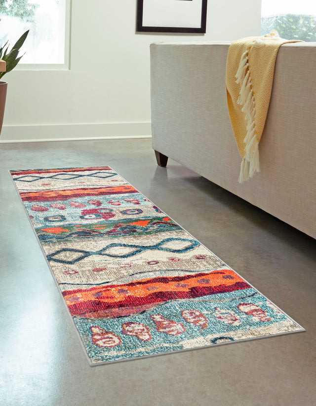 Multicolor 2' x 6' 1 Vivid Runner Area Rug Colorful Modern Unique Indoor Easy Clean Durable Carpet Mat for Home Interior Design & Decor for Sale at Rug Engine