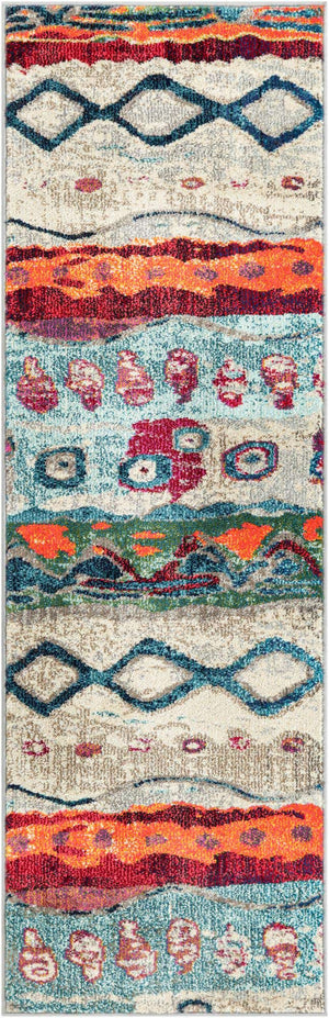 Multicolor 2' x 6' 1 Vivid Runner Area Rug Colorful Modern Unique Indoor Easy Clean Durable Carpet Mat for Home Interior Design & Decor for Sale at Rug Engine