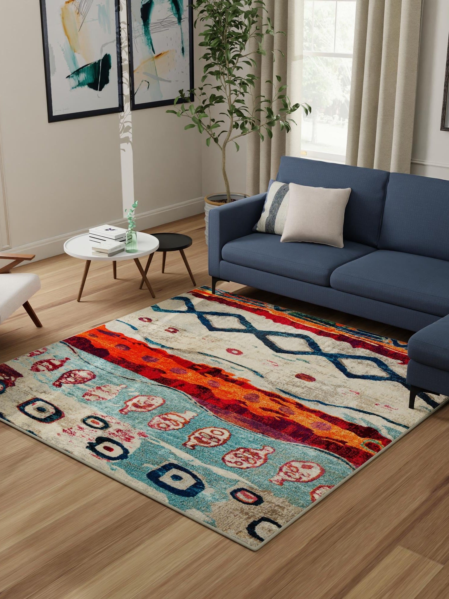 Multicolor 9' 10 x 9' 10 Vivid Square Area Rug Colorful Modern Unique Indoor Easy Clean Durable Carpet Mat for Home Interior Design & Decor for Sale at Rug Engine
