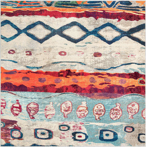 Multicolor 7' 10 x 7' 10 Vivid Square Area Rug Colorful Modern Unique Indoor Easy Clean Durable Carpet Mat for Home Interior Design & Decor for Sale at Rug Engine