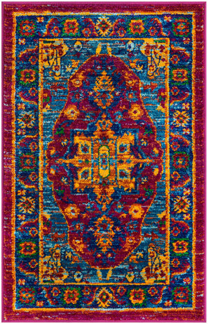 Pink Blue 2' x 3' 1 Calypso Rectangle Area Rug 100% Polypropylene With Cotton Backing Colorful Vivid Traditional Design Carpet for Living Office Dining Rooms for Sale at Rug Engine