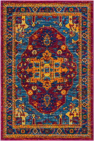 Pink Blue 4' 1 x 6' 1 Calypso Rectangle Area Rug 100% Polypropylene With Cotton Backing Colorful Vivid Traditional Design Carpet for Living Office Dining Rooms for Sale at Rug Engine