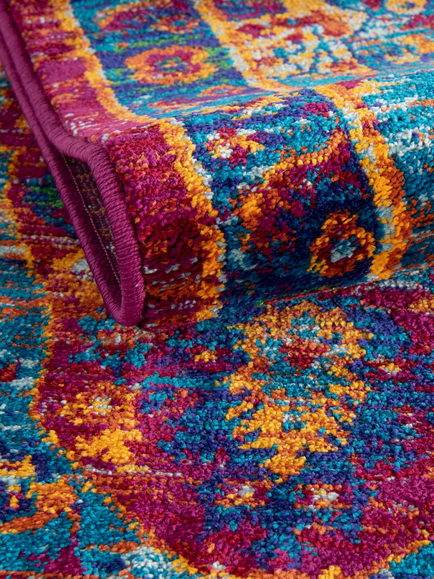Pink Blue 7' 10 x 10' Calypso Rectangle Area Rug 100% Polypropylene With Cotton Backing Colorful Vivid Traditional Design Carpet for Living Office Dining Rooms for Sale at Rug Engine