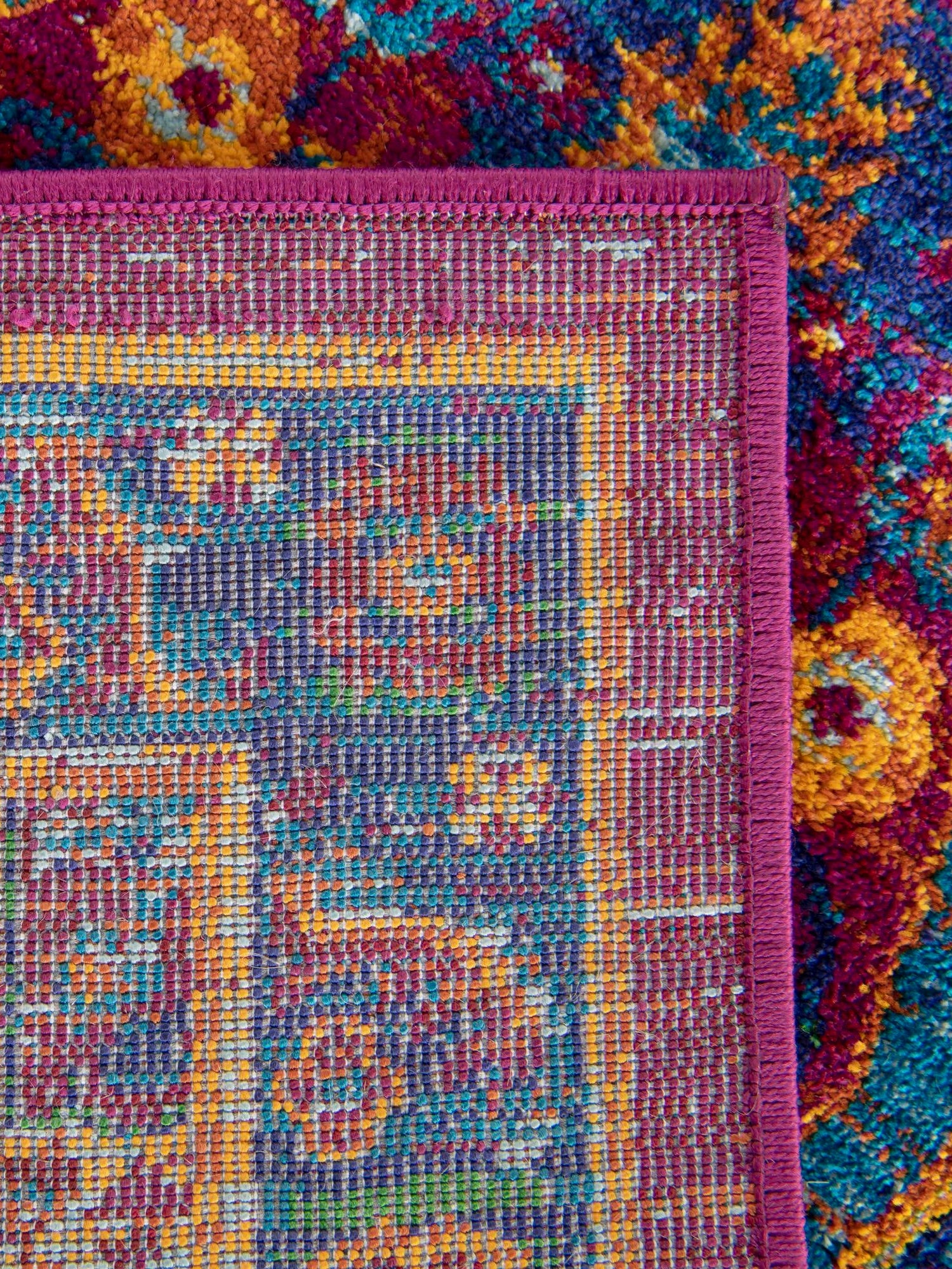 Pink Blue 2' x 3' 1 Calypso Rectangle Area Rug 100% Polypropylene With Cotton Backing Colorful Vivid Traditional Design Carpet for Living Office Dining Rooms for Sale at Rug Engine