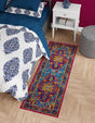 Pink Blue 2' 7 x 12' Calypso Runner Area Rug 100% Polypropylene With Cotton Backing Colorful Vivid Traditional Design Carpet for Living Office Dining Rooms for Sale at Rug Engine