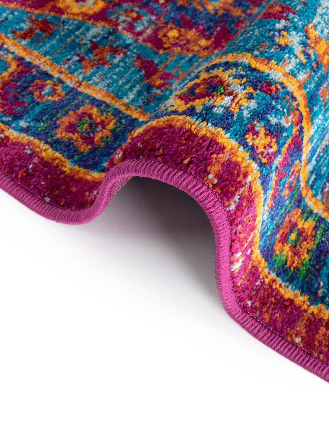 Pink Blue 2' 7 x 12' Calypso Runner Area Rug 100% Polypropylene With Cotton Backing Colorful Vivid Traditional Design Carpet for Living Office Dining Rooms for Sale at Rug Engine
