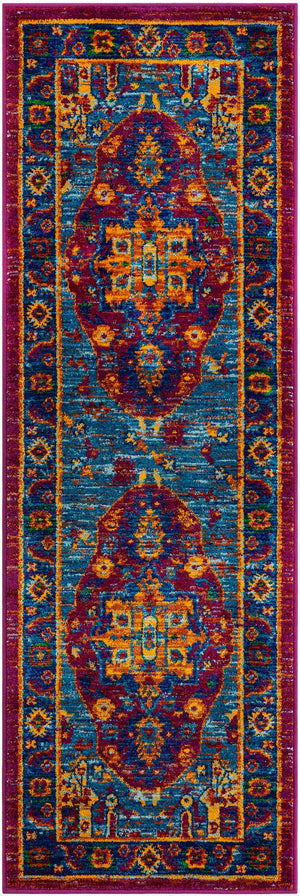Pink Blue 2' x 6' 1 Calypso Runner Area Rug 100% Polypropylene With Cotton Backing Colorful Vivid Traditional Design Carpet for Living Office Dining Rooms for Sale at Rug Engine