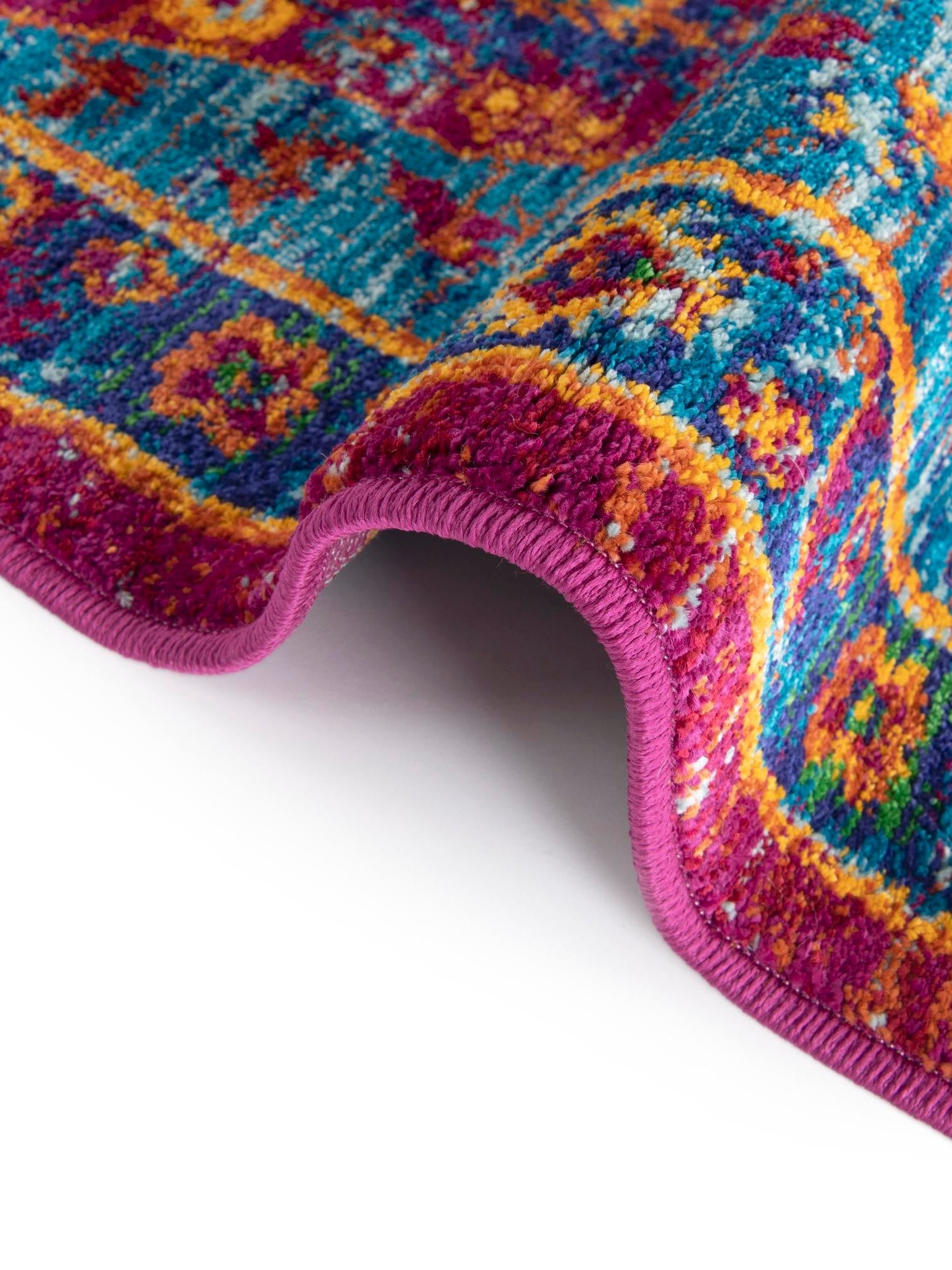 Pink Blue 7' 10 x 7' 10 Calypso Round Area Rug 100% Polypropylene With Cotton Backing Colorful Vivid Traditional Design Carpet for Living Office Dining Rooms for Sale at Rug Engine