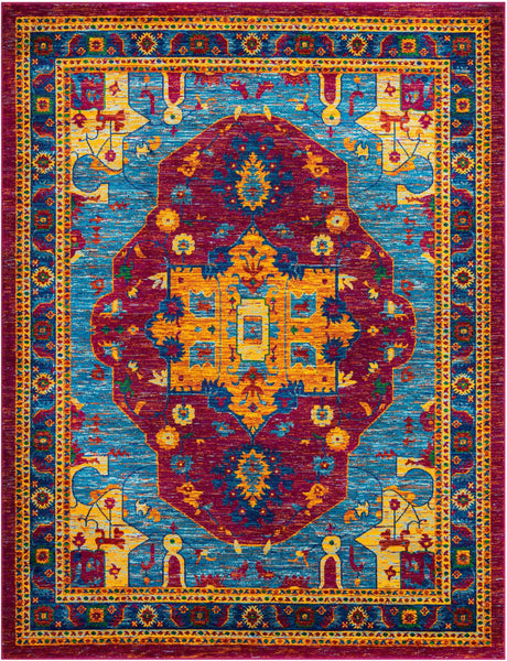 Pink Blue 7' 10 x 10' Calypso Rectangle Area Rug 100% Polypropylene With Cotton Backing Colorful Vivid Traditional Design Carpet for Living Office Dining Rooms for Sale at Rug Engine