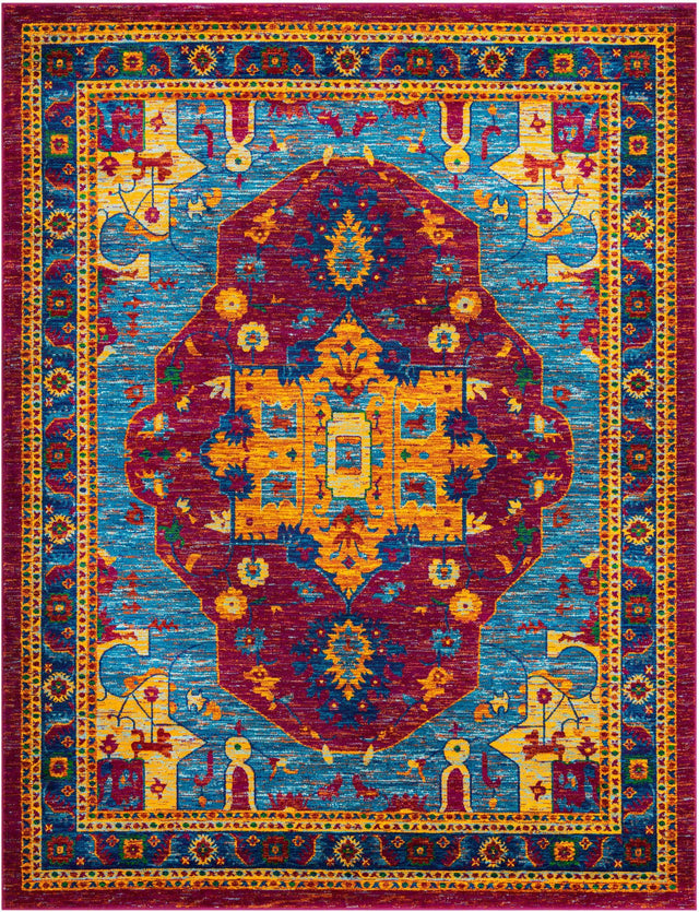 Pink Blue 7' 10 x 10' Calypso Rectangle Area Rug 100% Polypropylene With Cotton Backing Colorful Vivid Traditional Design Carpet for Living Office Dining Rooms for Sale at Rug Engine
