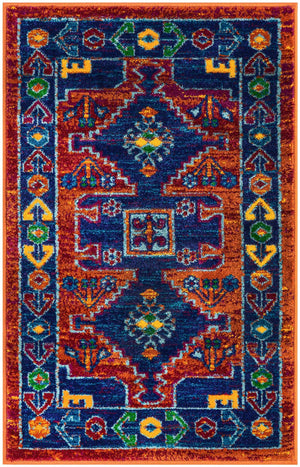Rust Red Blue 2' x 3' 1 Calypso Rectangle Area Rug 100% Polypropylene With Cotton Backing Colorful Vivid Traditional Design Carpet for Living Office Dining Rooms for Sale at Rug Engine