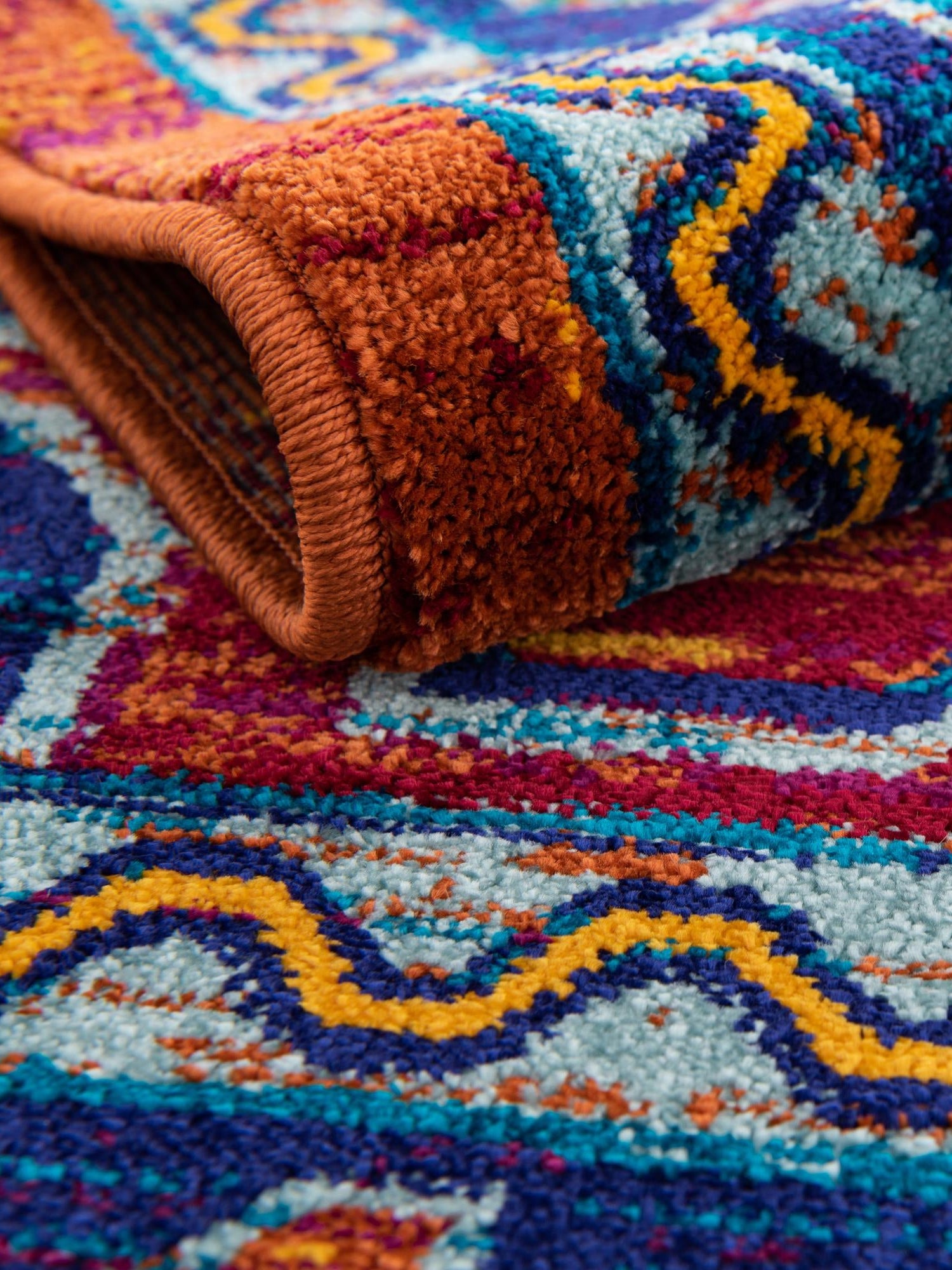 Rust Red Blue 5' 3 x 8' Calypso Rectangle Area Rug 100% Polypropylene With Cotton Backing Colorful Vivid Traditional Design Carpet for Living Office Dining Rooms for Sale at Rug Engine