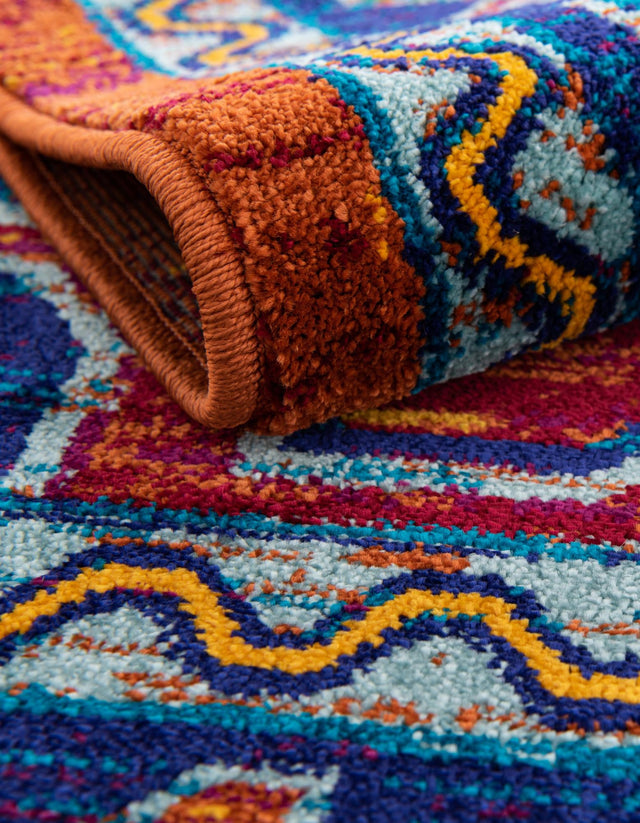 Rust Red Blue 5' 3 x 8' Calypso Rectangle Area Rug 100% Polypropylene With Cotton Backing Colorful Vivid Traditional Design Carpet for Living Office Dining Rooms for Sale at Rug Engine