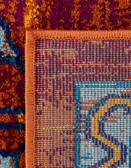 Rust Red Blue 2' x 6' 1 Calypso Runner Area Rug 100% Polypropylene With Cotton Backing Colorful Vivid Traditional Design Carpet for Living Office Dining Rooms for Sale at Rug Engine