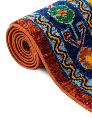 Rust Red Blue 2' x 6' 1 Calypso Runner Area Rug 100% Polypropylene With Cotton Backing Colorful Vivid Traditional Design Carpet for Living Office Dining Rooms for Sale at Rug Engine