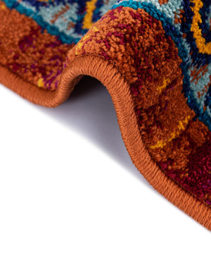Rust Red Blue 4' 1 x 4' 1 Calypso Round Area Rug 100% Polypropylene With Cotton Backing Colorful Vivid Traditional Design Carpet for Living Office Dining Rooms for Sale at Rug Engine