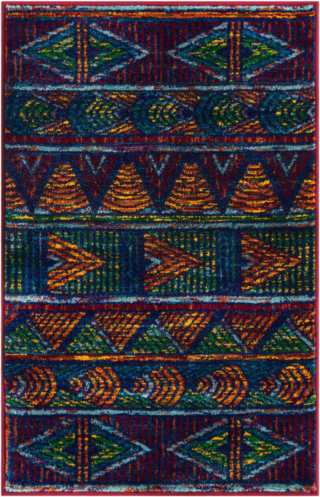 Multicolor 2' x 3' 1 Calypso Rectangle Area Rug 100% Polypropylene With Cotton Backing Colorful Vivid Traditional Design Carpet for Living Office Dining Rooms for Sale at Rug Engine