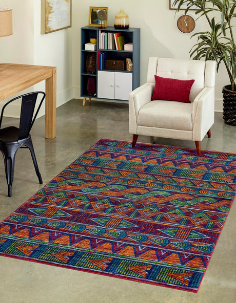 Multicolor 4' 1 x 6' 1 Calypso Rectangle Area Rug 100% Polypropylene With Cotton Backing Colorful Vivid Traditional Design Carpet for Living Office Dining Rooms for Sale at Rug Engine
