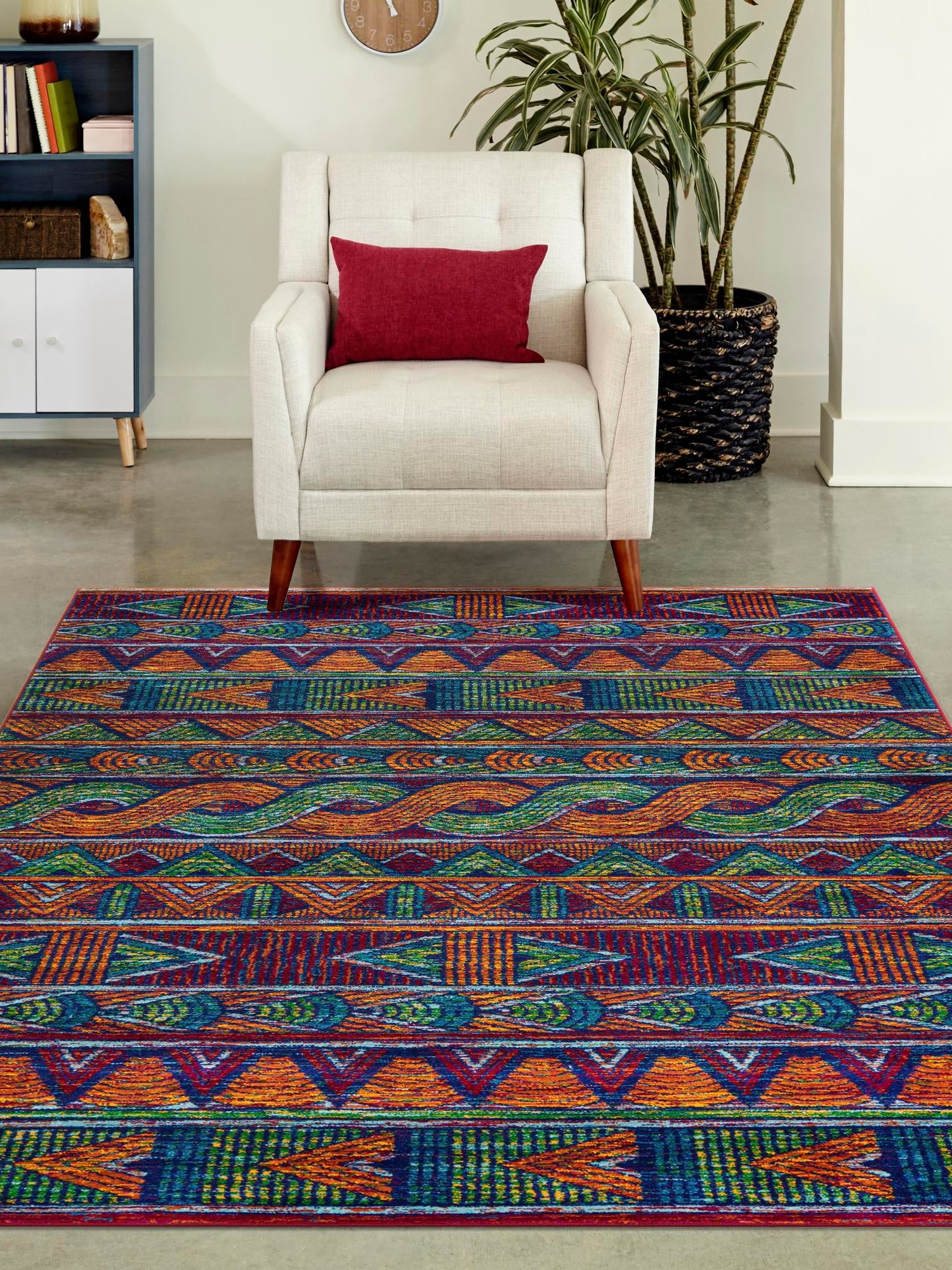 Multicolor 7' 10 x 10' Calypso Rectangle Area Rug 100% Polypropylene With Cotton Backing Colorful Vivid Traditional Design Carpet for Living Office Dining Rooms for Sale at Rug Engine