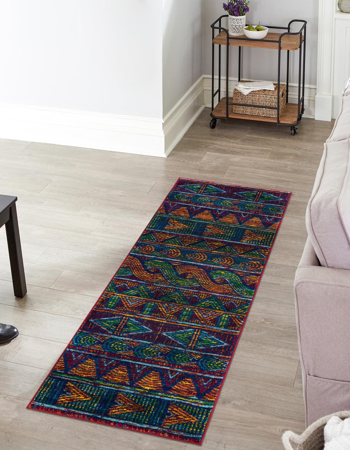 Multicolor 2' 7 x 12' Calypso Runner Area Rug 100% Polypropylene With Cotton Backing Colorful Vivid Traditional Design Carpet for Living Office Dining Rooms for Sale at Rug Engine
