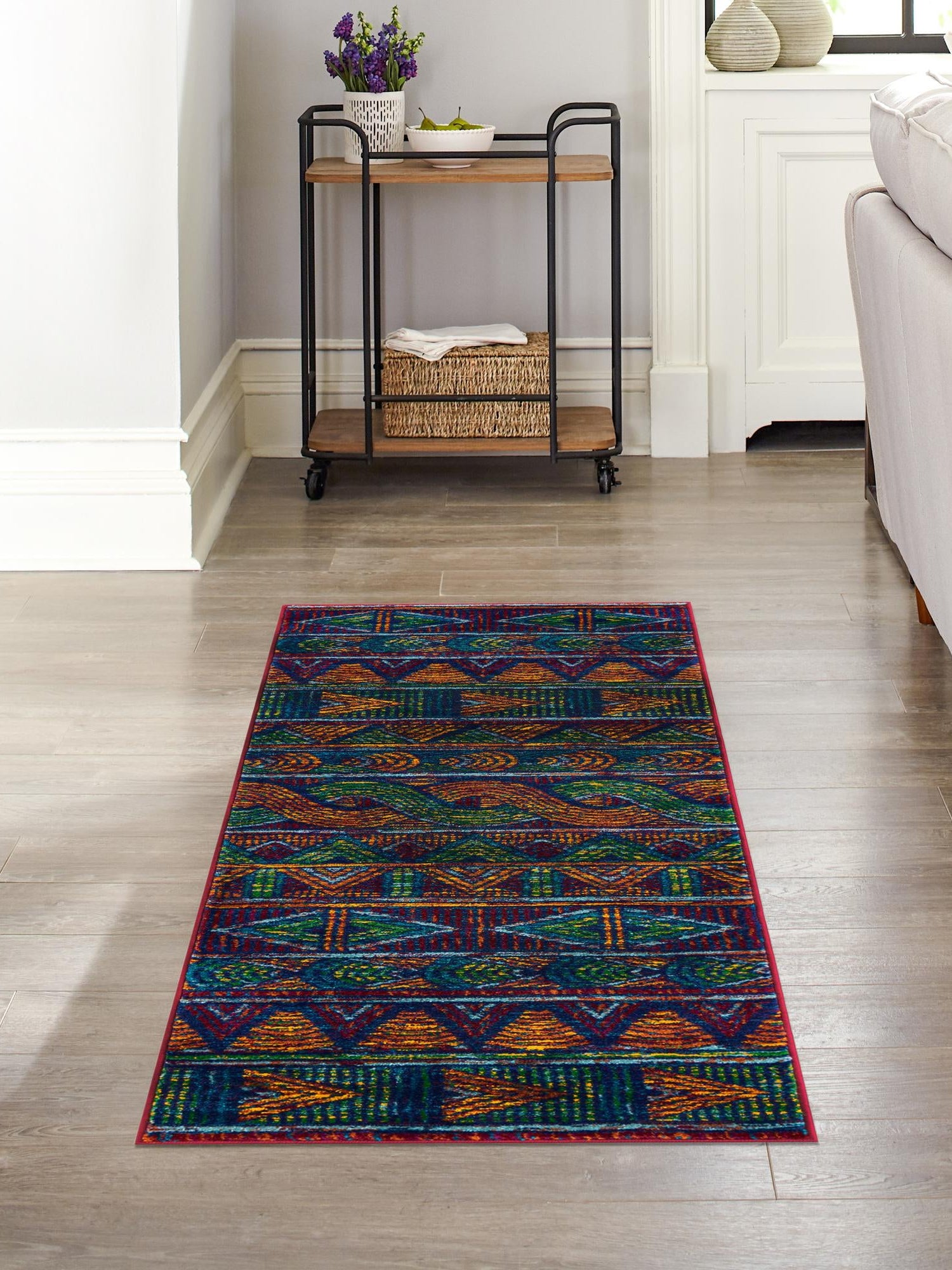 Multicolor 2' x 6' 1 Calypso Runner Area Rug 100% Polypropylene With Cotton Backing Colorful Vivid Traditional Design Carpet for Living Office Dining Rooms for Sale at Rug Engine