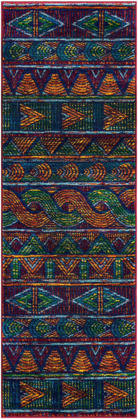 Multicolor 2' x 6' 1 Calypso Runner Area Rug 100% Polypropylene With Cotton Backing Colorful Vivid Traditional Design Carpet for Living Office Dining Rooms for Sale at Rug Engine