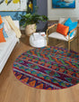 Multicolor 7' 10 x 7' 10 Calypso Round Area Rug 100% Polypropylene With Cotton Backing Colorful Vivid Traditional Design Carpet for Living Office Dining Rooms for Sale at Rug Engine