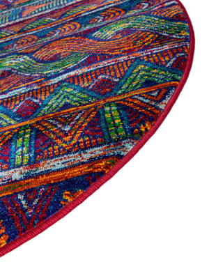Multicolor 7' 10 x 7' 10 Calypso Round Area Rug 100% Polypropylene With Cotton Backing Colorful Vivid Traditional Design Carpet for Living Office Dining Rooms for Sale at Rug Engine