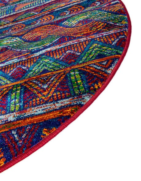 Multicolor 7' 10 x 7' 10 Calypso Round Area Rug 100% Polypropylene With Cotton Backing Colorful Vivid Traditional Design Carpet for Living Office Dining Rooms for Sale at Rug Engine