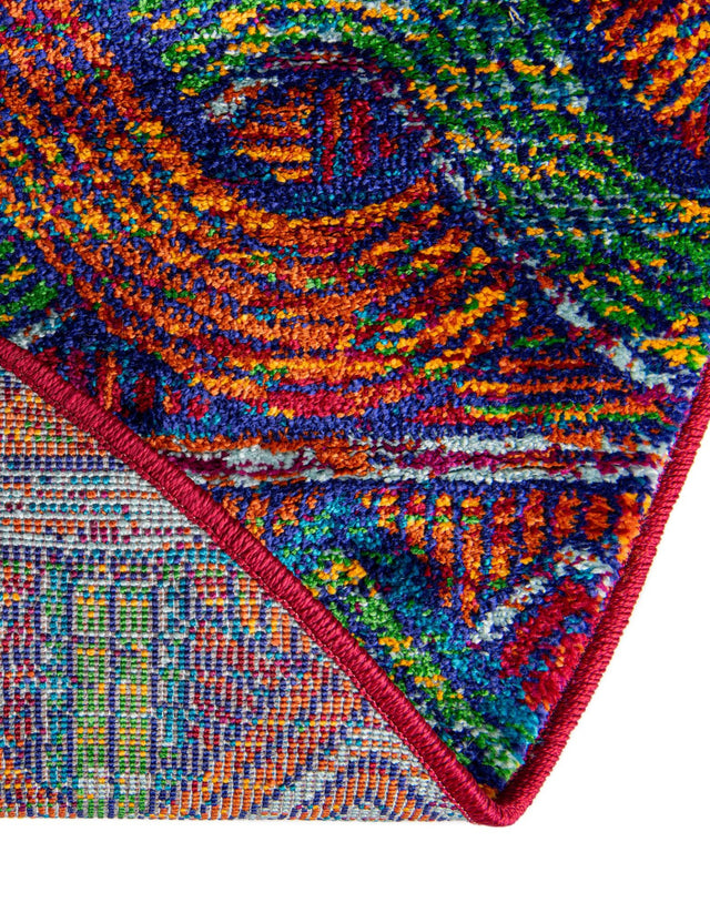Multicolor 7' 10 x 7' 10 Calypso Round Area Rug 100% Polypropylene With Cotton Backing Colorful Vivid Traditional Design Carpet for Living Office Dining Rooms for Sale at Rug Engine