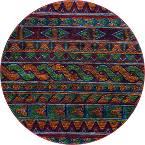 Multicolor 7' 10 x 7' 10 Calypso Round Area Rug 100% Polypropylene With Cotton Backing Colorful Vivid Traditional Design Carpet for Living Office Dining Rooms for Sale at Rug Engine