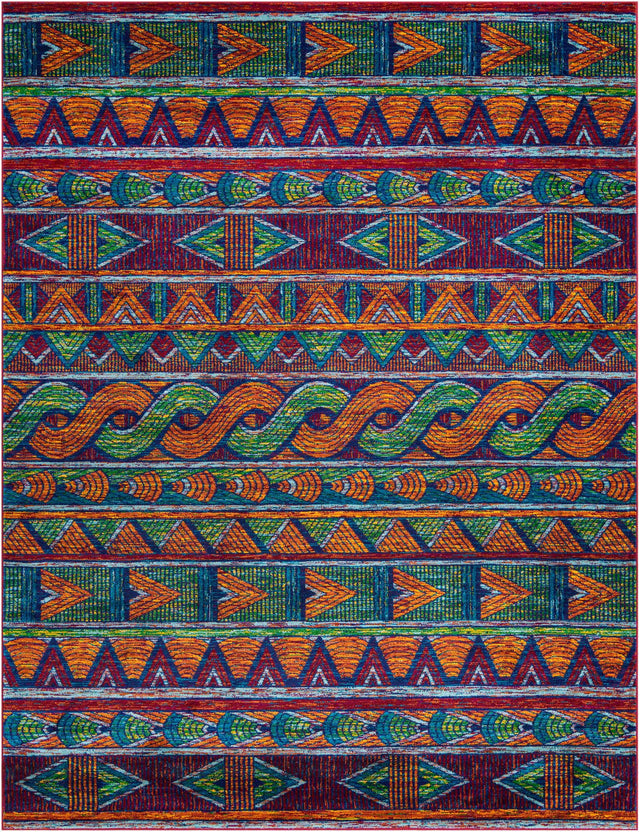 Multicolor 7' 10 x 10' Calypso Rectangle Area Rug 100% Polypropylene With Cotton Backing Colorful Vivid Traditional Design Carpet for Living Office Dining Rooms for Sale at Rug Engine