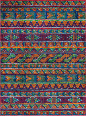 Multicolor 9' x 12' Calypso Rectangle Area Rug 100% Polypropylene With Cotton Backing Colorful Vivid Traditional Design Carpet for Living Office Dining Rooms for Sale at Rug Engine