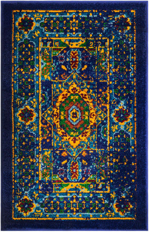 Navy Blue 2' x 3' 1 Calypso Rectangle Area Rug 100% Polypropylene With Cotton Backing Colorful Vivid Traditional Design Carpet for Living Office Dining Rooms for Sale at Rug Engine