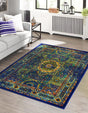 Navy Blue 7' 10 x 10' Calypso Rectangle Area Rug 100% Polypropylene With Cotton Backing Colorful Vivid Traditional Design Carpet for Living Office Dining Rooms for Sale at Rug Engine