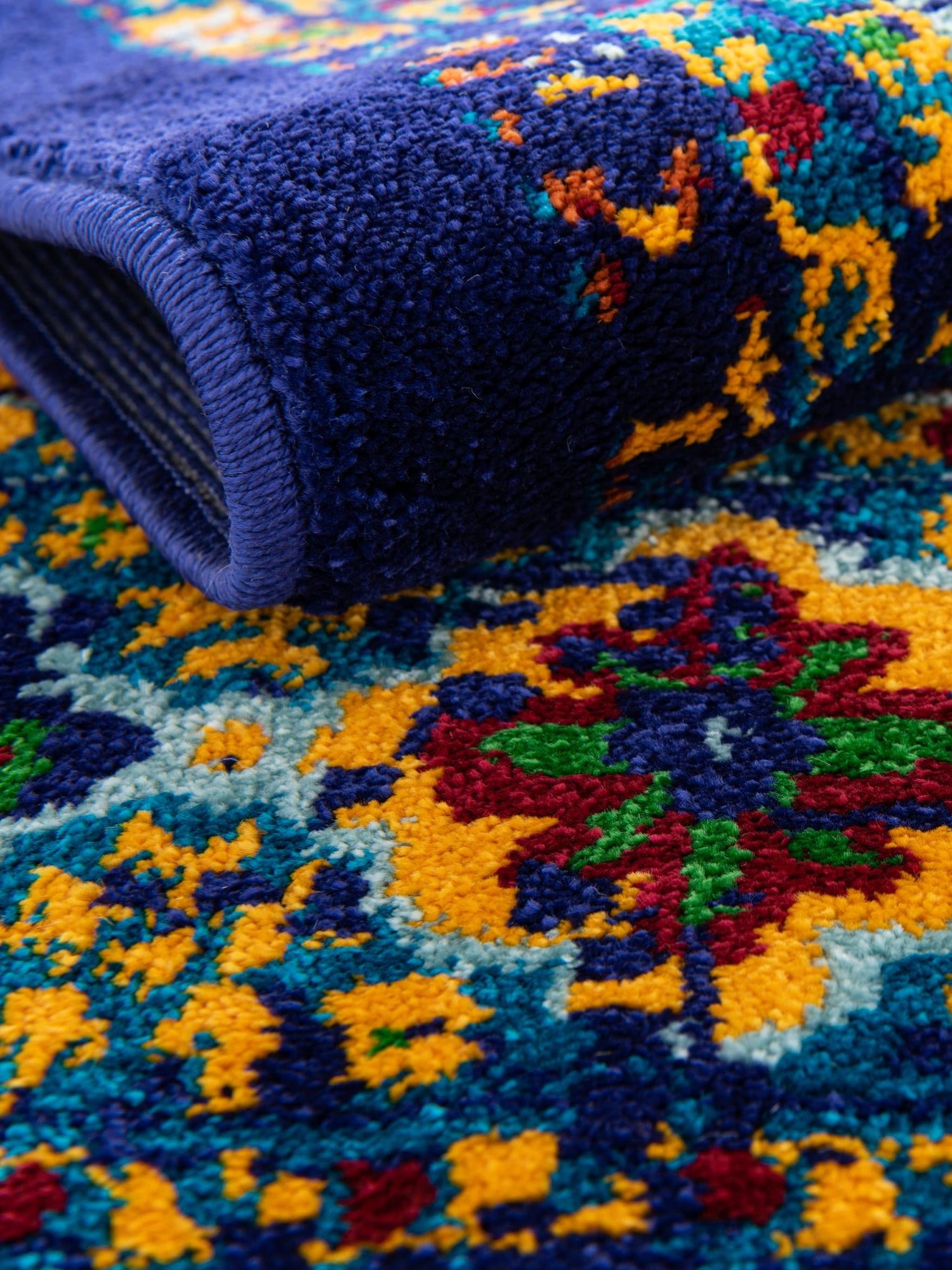 Navy Blue 4' 1 x 6' 1 Calypso Rectangle Area Rug 100% Polypropylene With Cotton Backing Colorful Vivid Traditional Design Carpet for Living Office Dining Rooms for Sale at Rug Engine