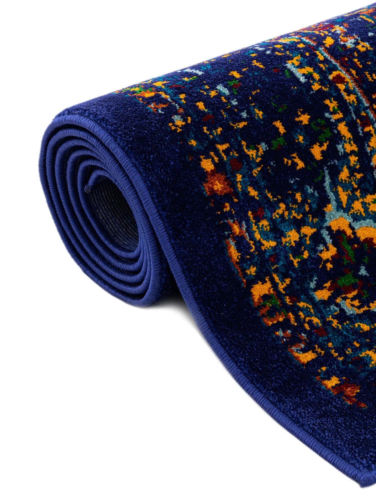 Navy Blue 2' x 6' 1 Calypso Runner Area Rug 100% Polypropylene With Cotton Backing Colorful Vivid Traditional Design Carpet for Living Office Dining Rooms for Sale at Rug Engine
