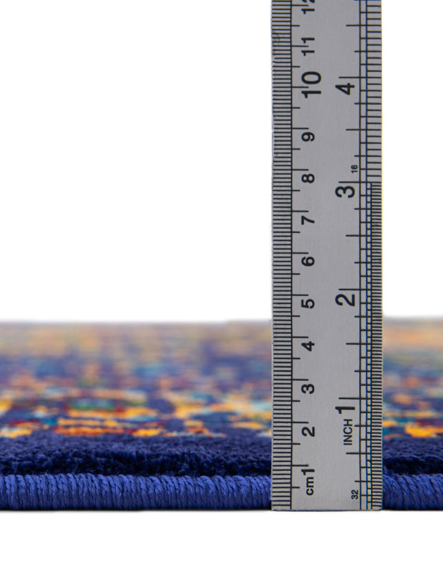 Navy Blue 7' 10 x 7' 10 Calypso Round Area Rug 100% Polypropylene With Cotton Backing Colorful Vivid Traditional Design Carpet for Living Office Dining Rooms for Sale at Rug Engine