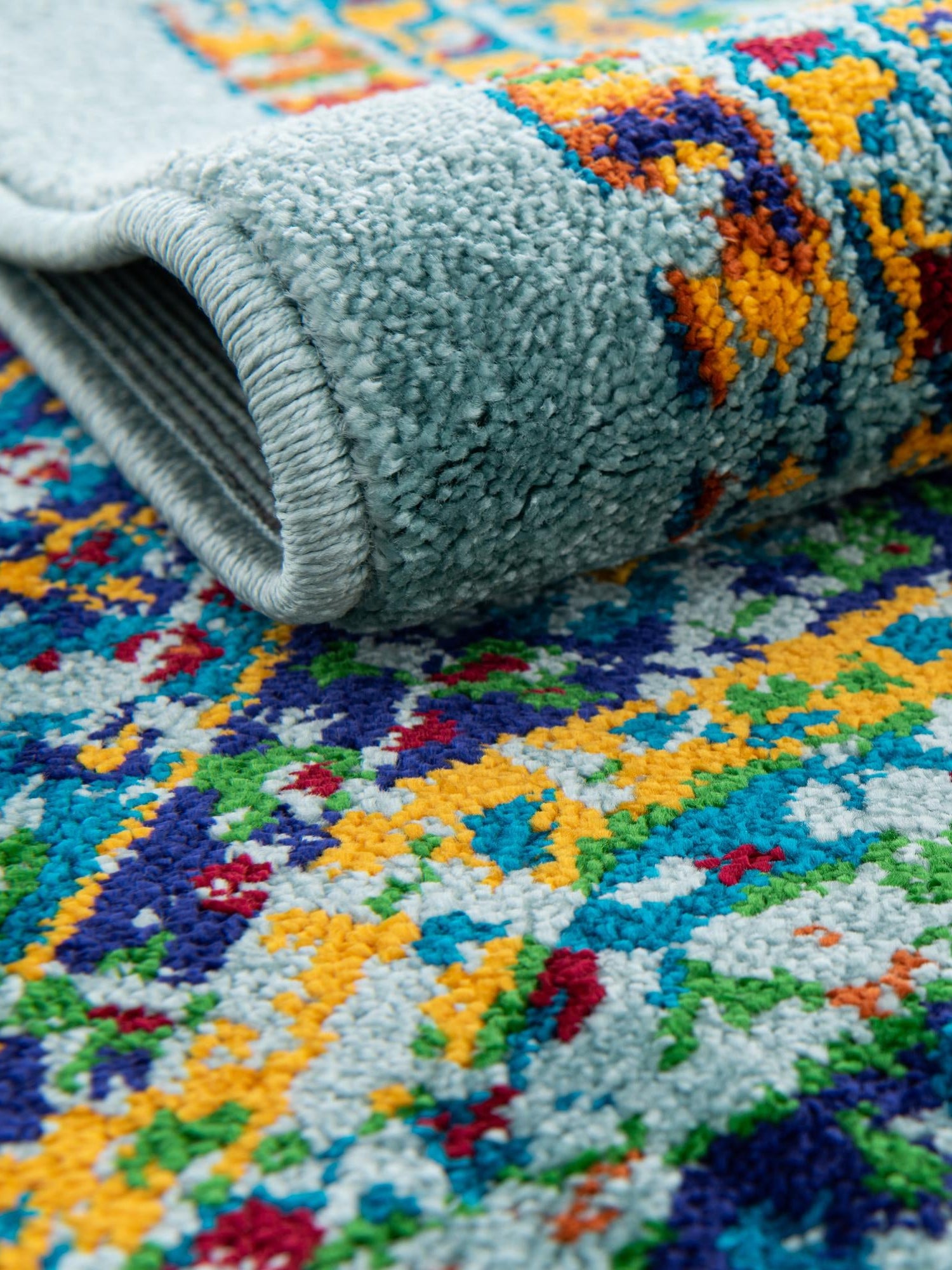 Aqua 2' 7 x 12' Calypso Runner Area Rug 100% Polypropylene With Cotton Backing Colorful Vivid Traditional Design Carpet for Living Office Dining Rooms for Sale at Rug Engine