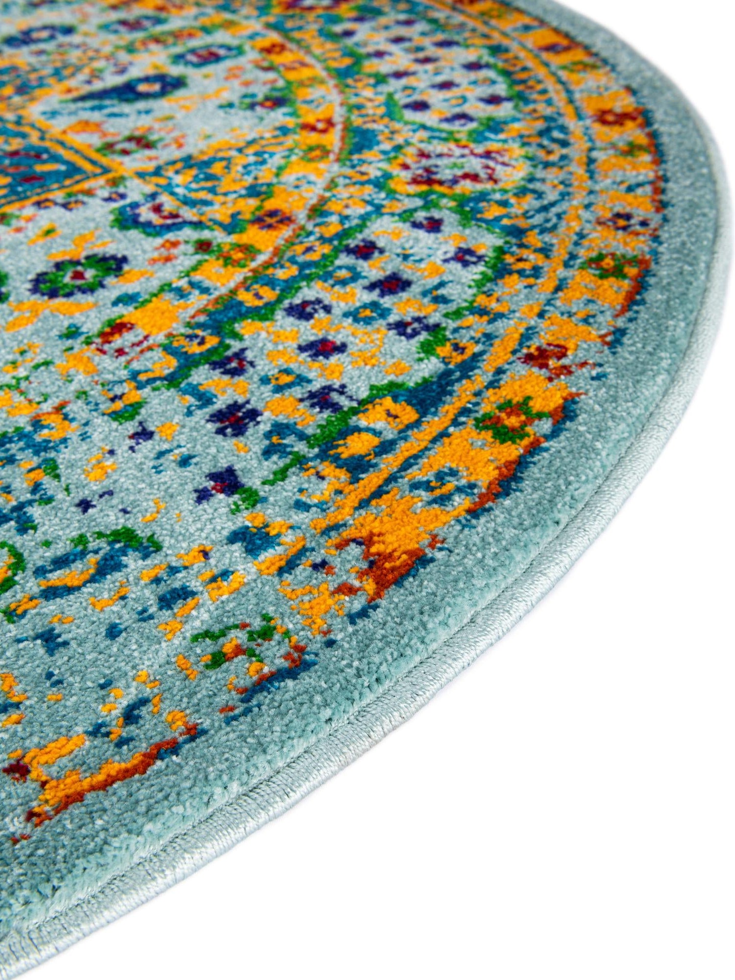 Aqua 7' 10 x 7' 10 Calypso Round Area Rug 100% Polypropylene With Cotton Backing Colorful Vivid Traditional Design Carpet for Living Office Dining Rooms for Sale at Rug Engine