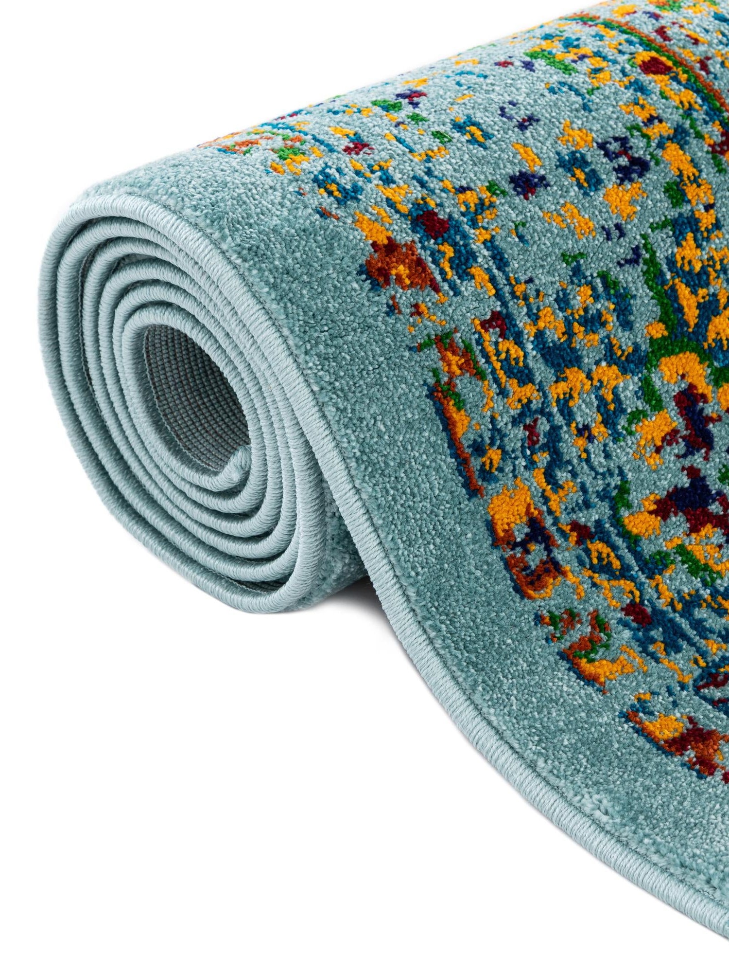 Aqua 4' 1 x 4' 1 Calypso Round Area Rug 100% Polypropylene With Cotton Backing Colorful Vivid Traditional Design Carpet for Living Office Dining Rooms for Sale at Rug Engine