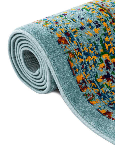 Aqua 4' 1 x 4' 1 Calypso Round Area Rug 100% Polypropylene With Cotton Backing Colorful Vivid Traditional Design Carpet for Living Office Dining Rooms for Sale at Rug Engine